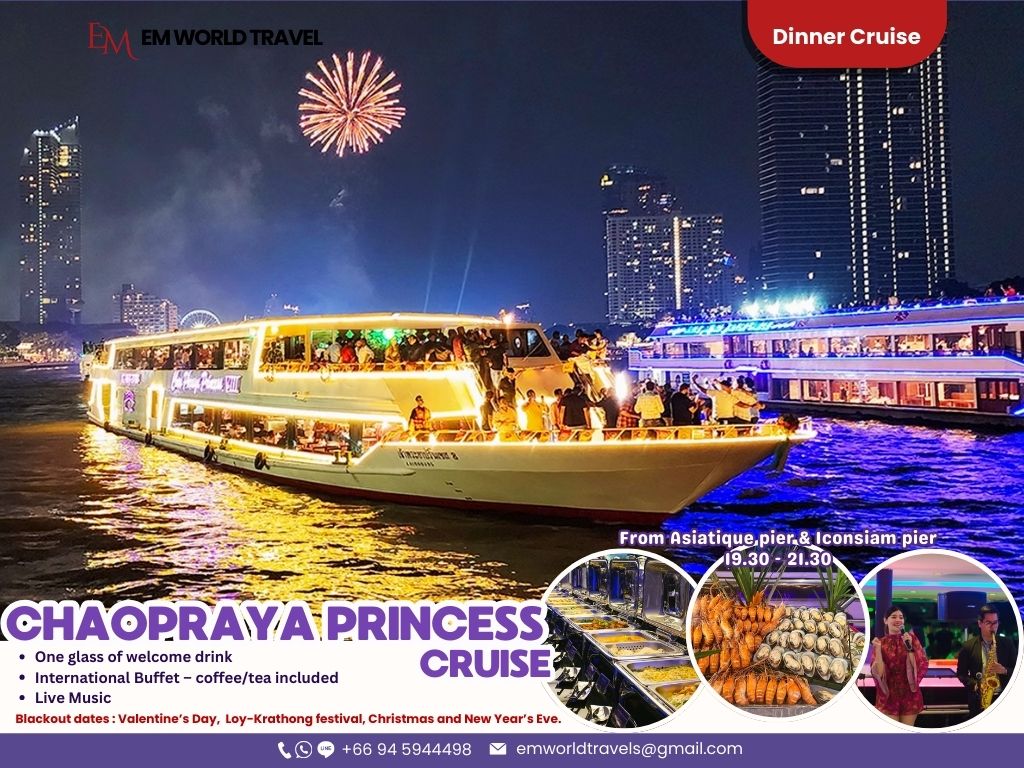Chaophraya Princess Cruise. Dinner cruise Bangkok