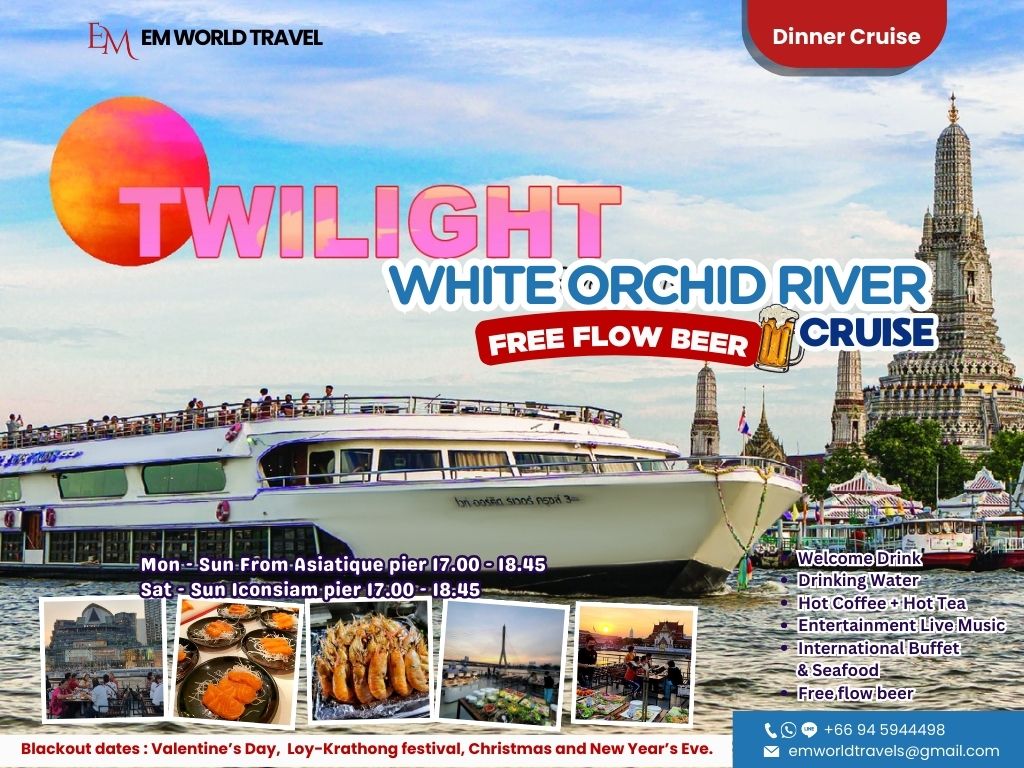 Twilight White Orchid River Cruise. Dinner cruise Bangkok