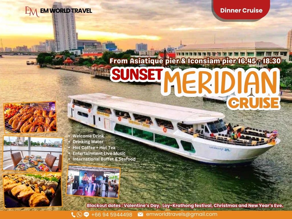 Sun set Meridian Cruise. Dinner cruise Bangkok